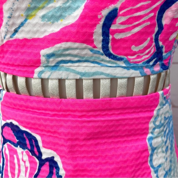 Lilly Pulitzer Iggy Kir Royal Pink Swept By The Tides Cut Out Waist Shift Dress - Picture 3 of 11